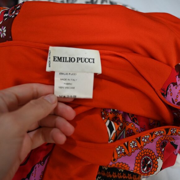 Emilio Pucci Size 6 Abstract Jersey Stretch Mini Dress - Picture 5 of 8